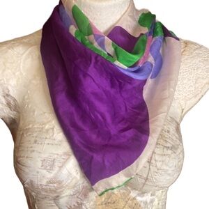 Vintage color block purple green pink blue white geometric 28 x 28 square scarf